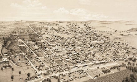 Historical map shows bird’s eye view of Honey Grove, TX in 1886