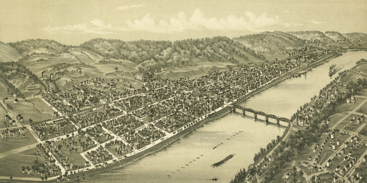 Beautifully restored map of Kittanning, PA from 1896