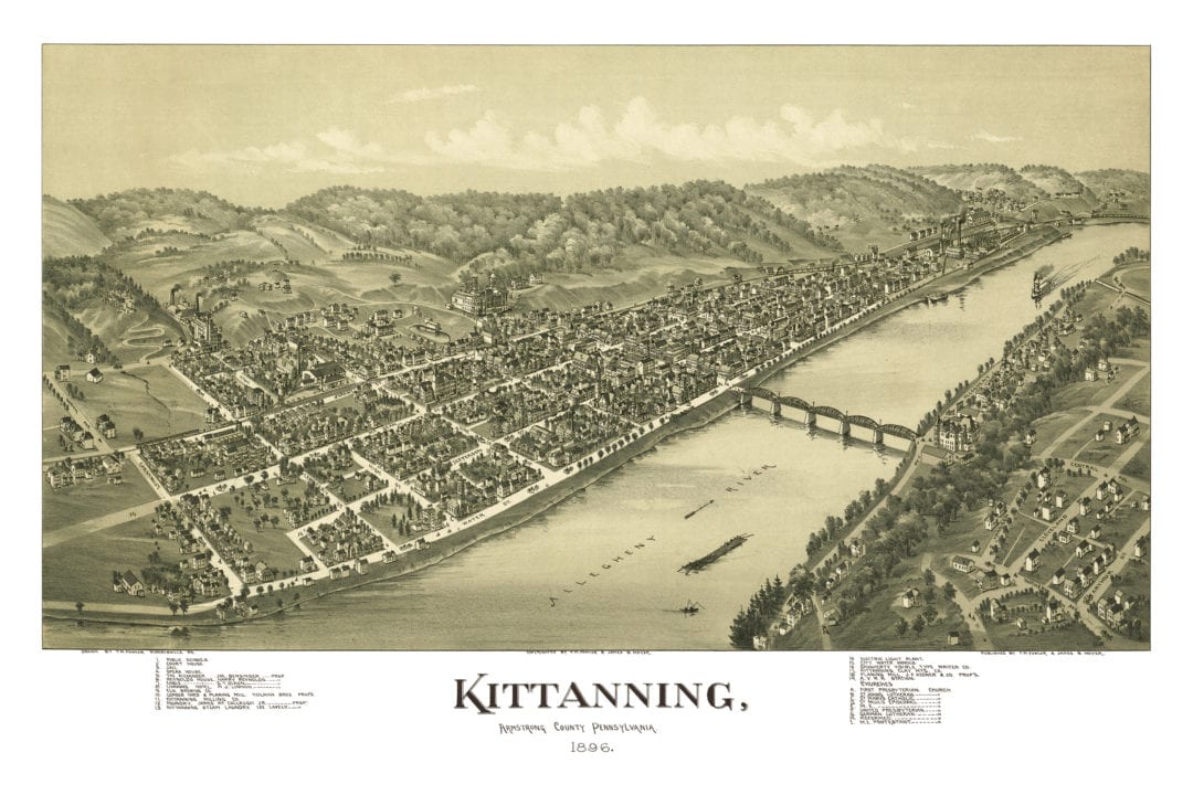Beautifully restored map of Kittanning, PA from 1896 KNOWOL