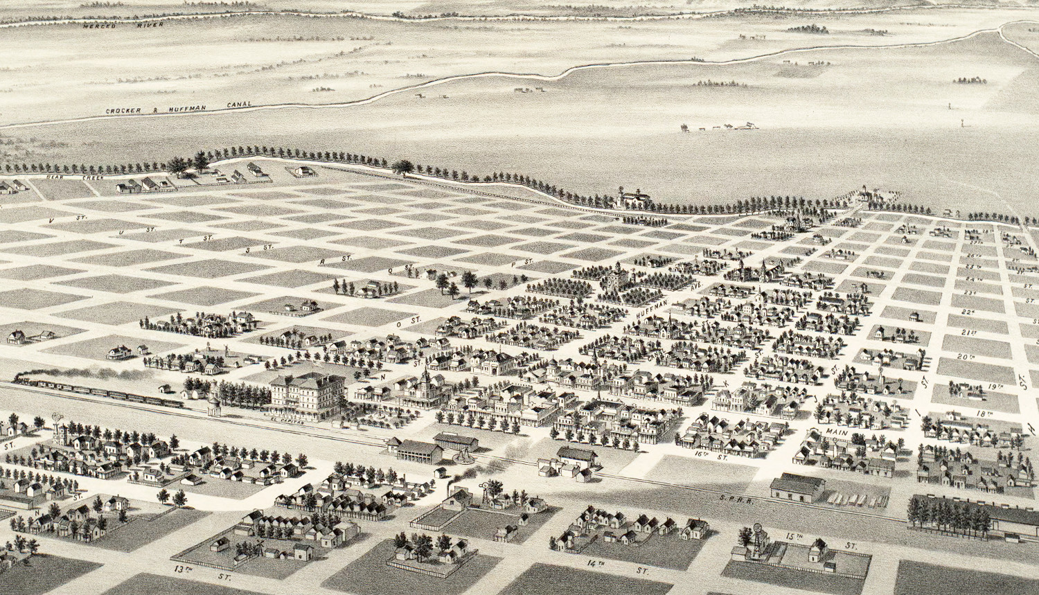 Beautifully restored map of Merced - Merced CA Cv