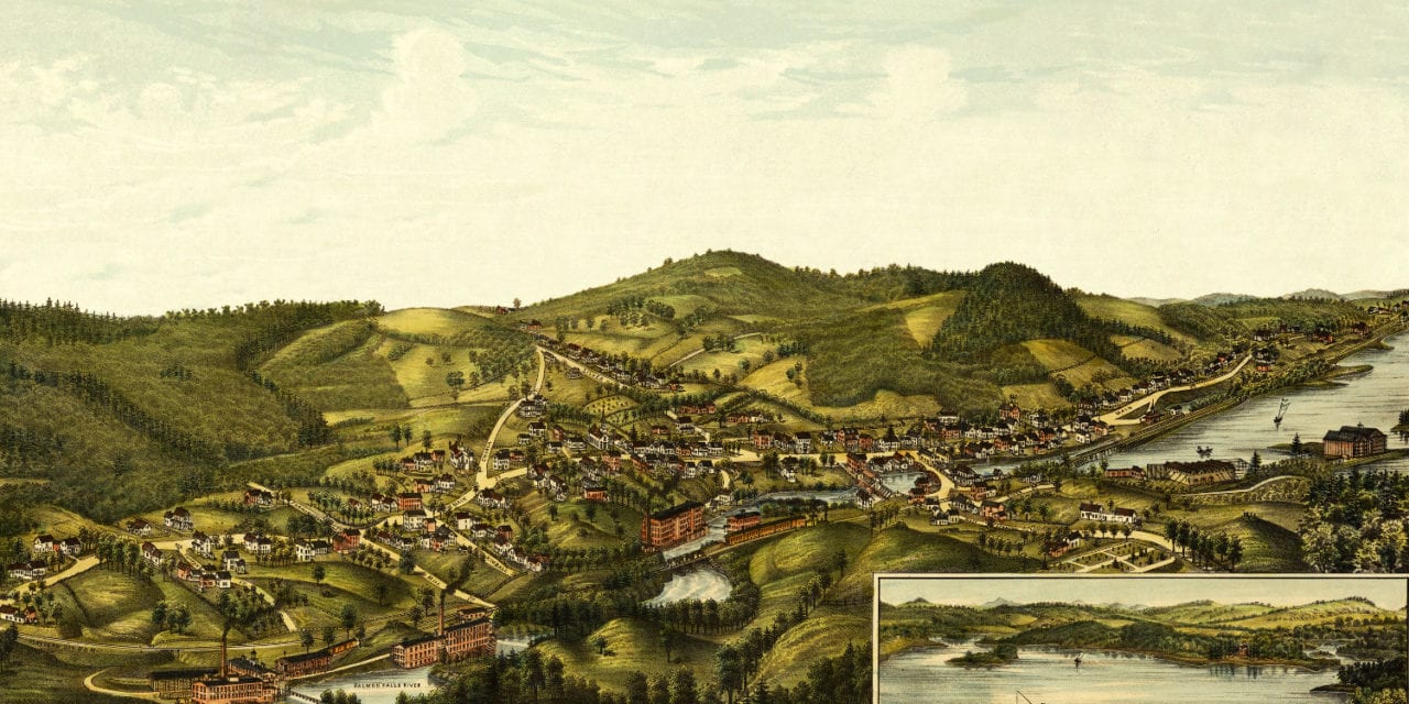 Beautiful bird’s eye view of Milton, New Hampshire from 1888