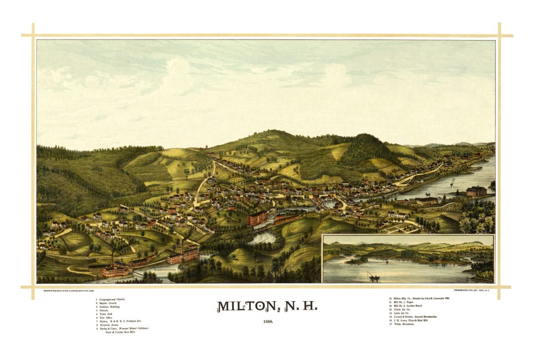 Beautiful bird’s eye view of Milton, New Hampshire from 1888 KNOWOL