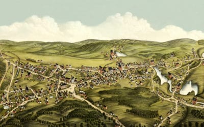 Beautifully restored map shows bird’s eye view of Monson, MA in 1879