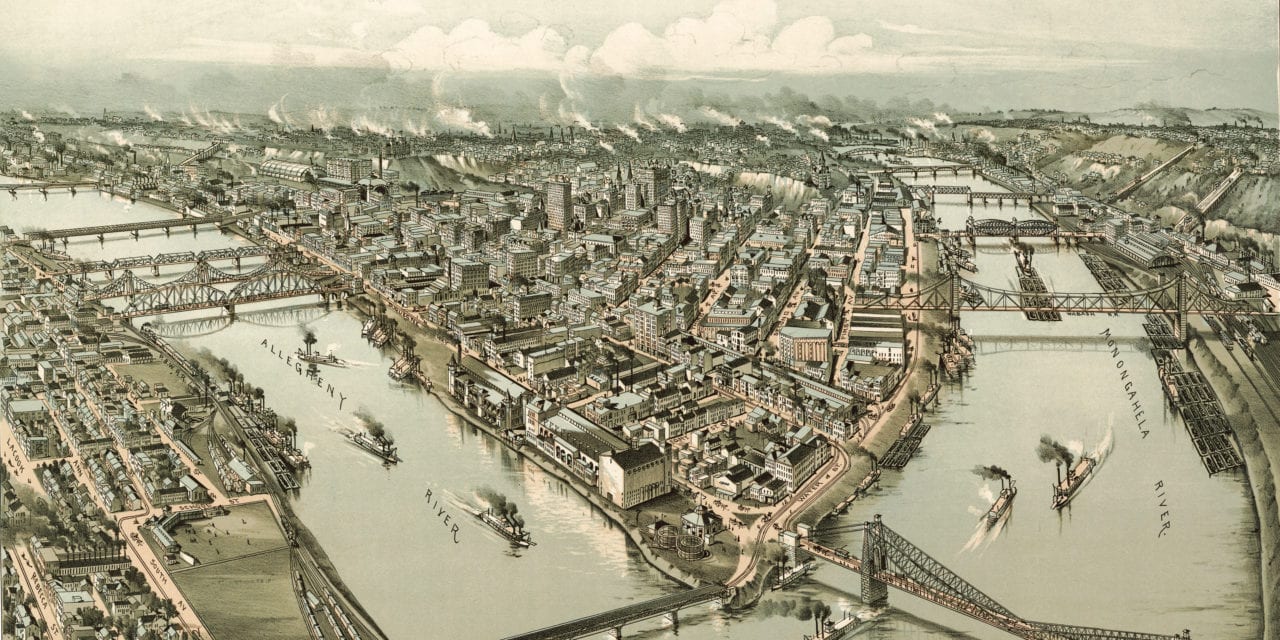 Beautifully restored map of Pittsburgh, PA from 1902