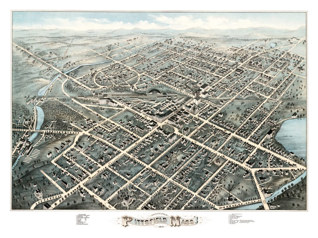 Beautifully restored old map of Pittsfield, MA from 1876 KNOWOL