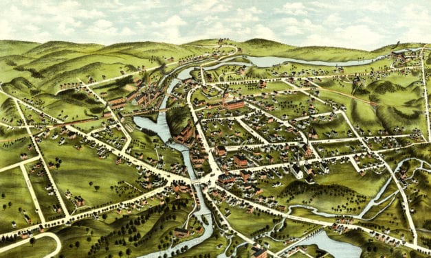 Beautiful bird’s eye view of Wolcotville (Torrington), Connecticut from 1877