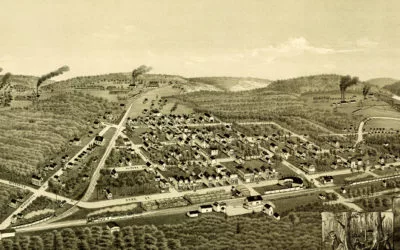 Historical bird’s eye view map of Ironwood, Michigan from 1886