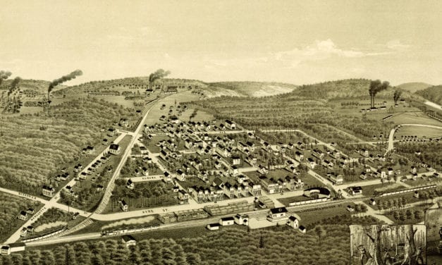 Historical bird’s eye view map of Ironwood, Michigan from 1886