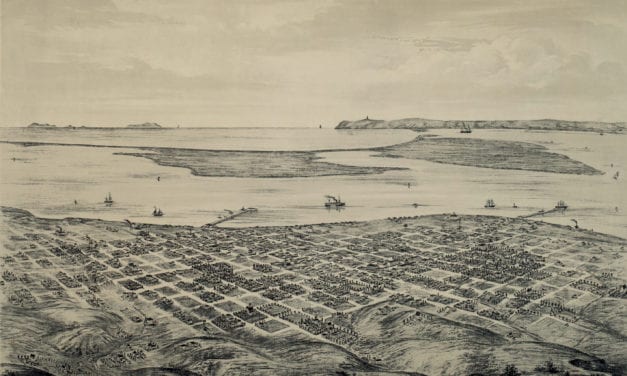 Beautiful bird’s eye view of San Diego, California from 1876