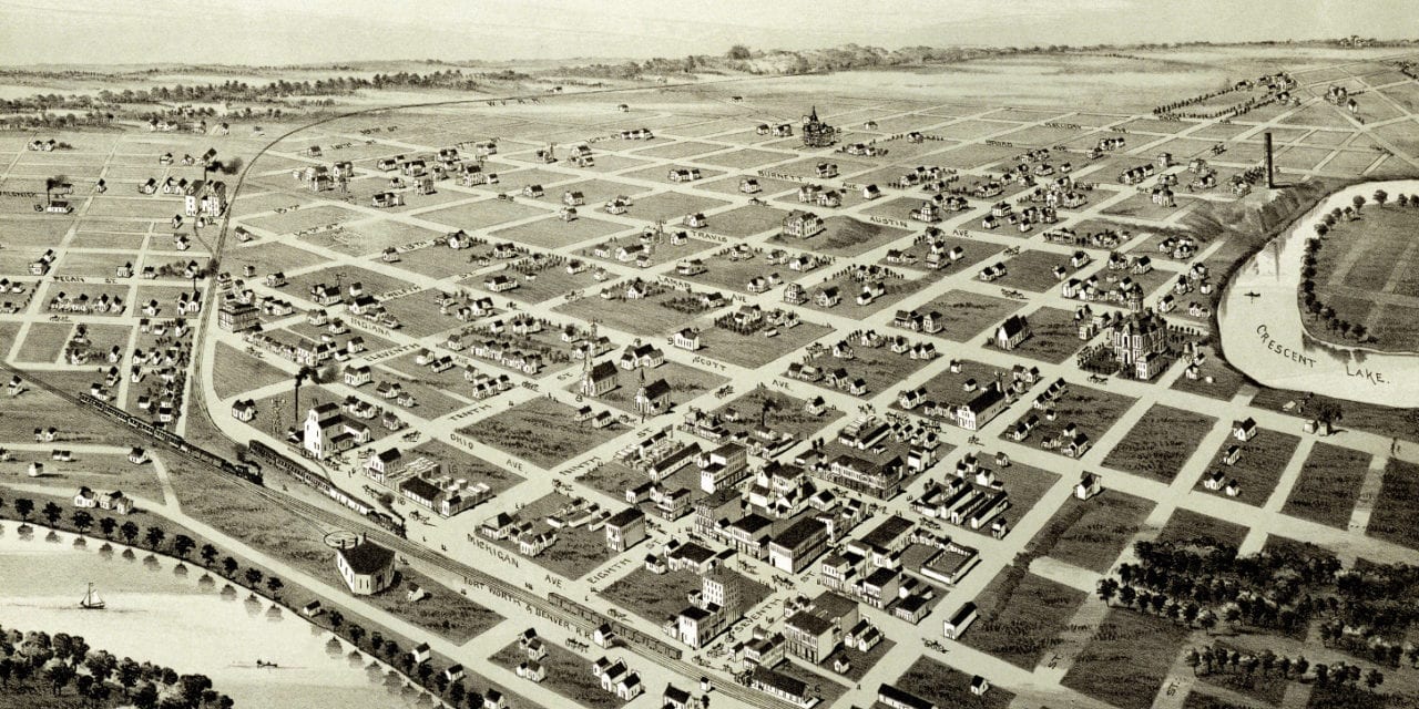 Old map shows a bird’s eye view of Wichita Falls, Texas in 1890