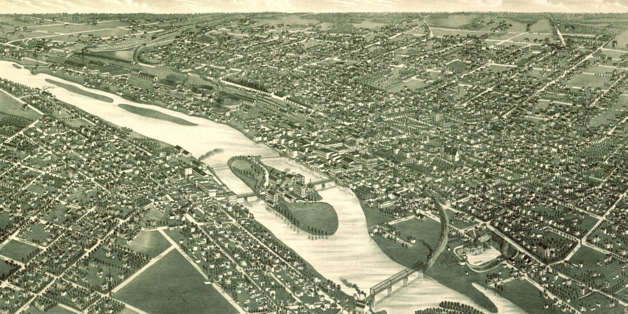 Beautifully restored map of Aurora, Illinois from 1882