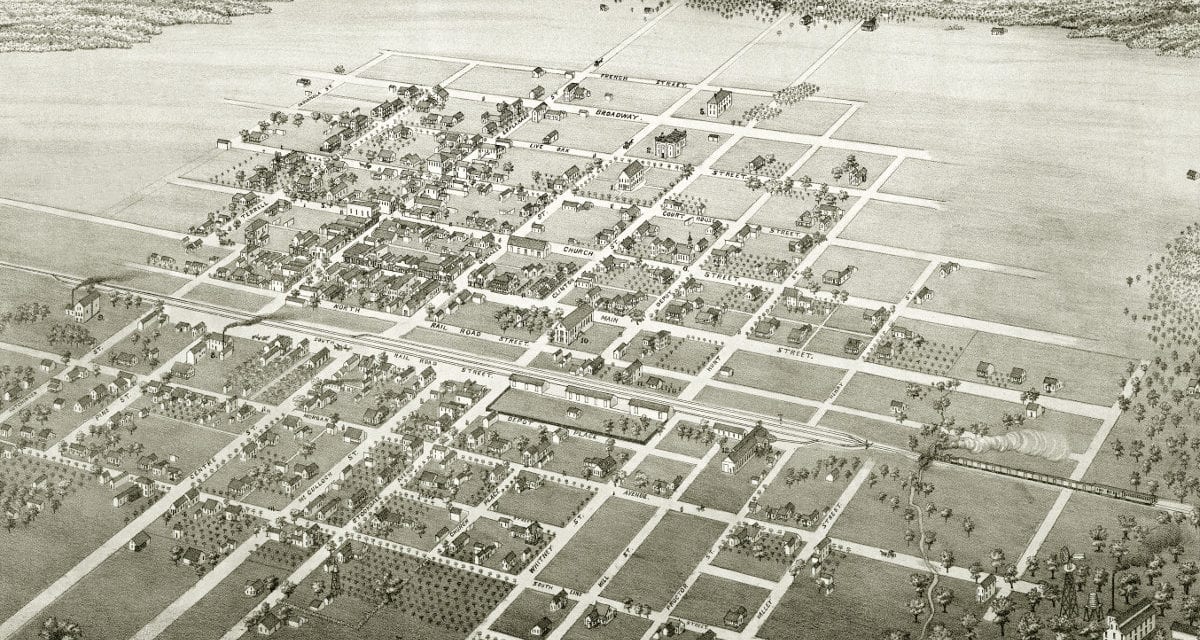 Beautifully restored map of Cuero, Texas from 1881