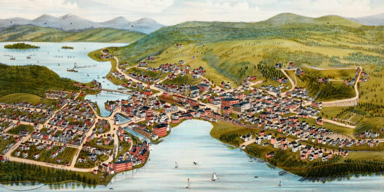 Vintage map of Lake Village & Laconia, New Hampshire in 1883