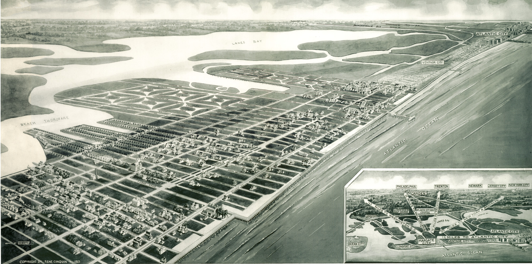 Bird’s eye view of Margate City, New Jersey in 1925 KNOWOL