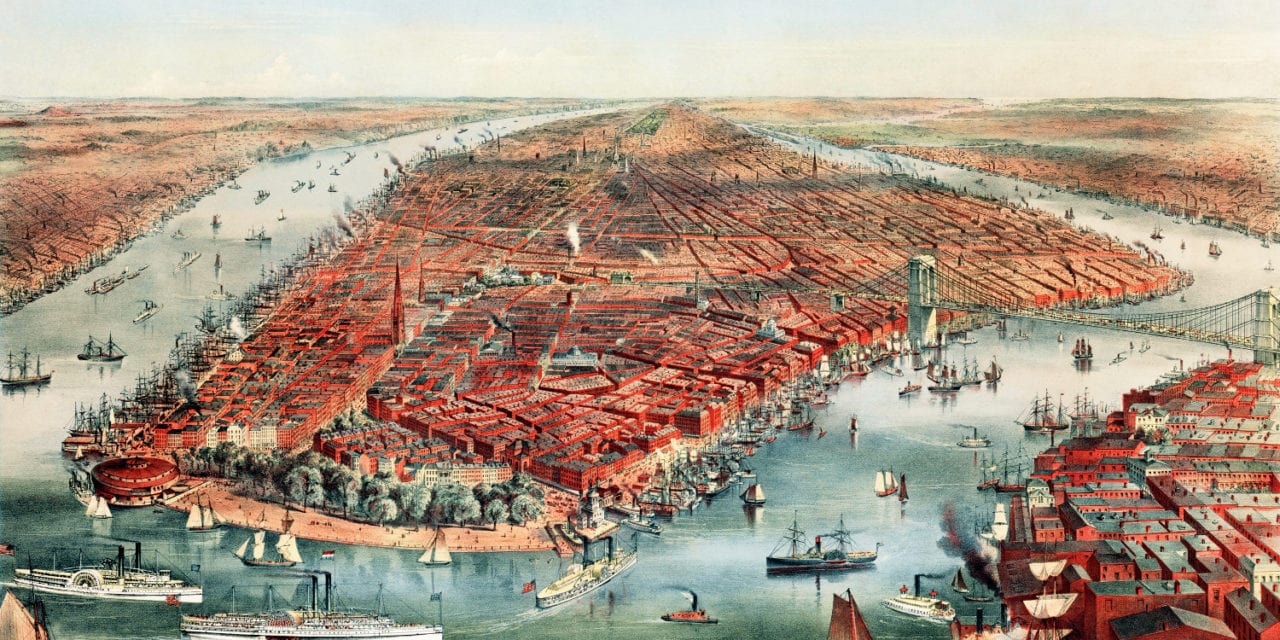 Beautifully detailed map of New York City from 1870