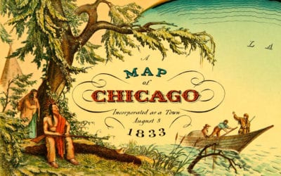 Historic old map shows Chicago, Illinois as it looked in 1833
