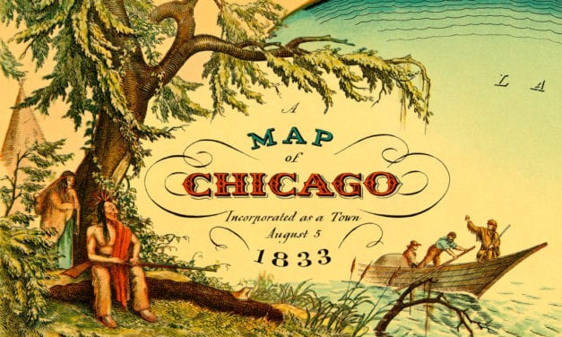 Historic old map shows Chicago, Illinois as it looked in 1833