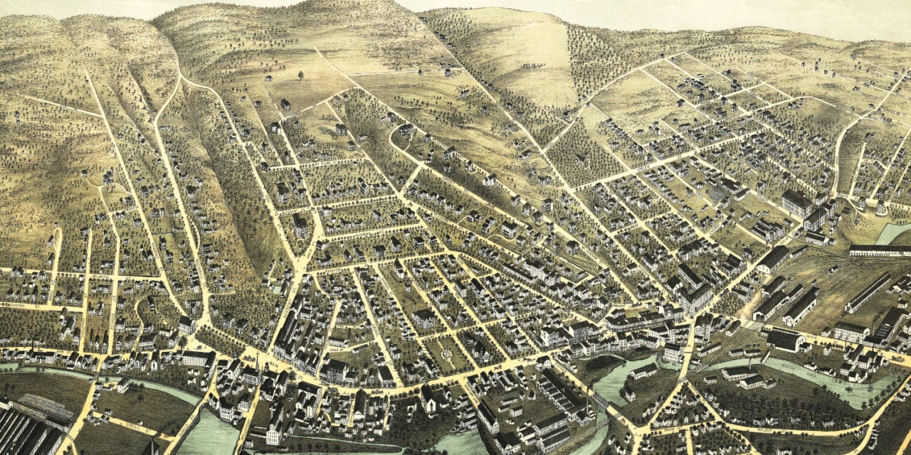 Beautifully restored map of Fitchburg, MA from 1875