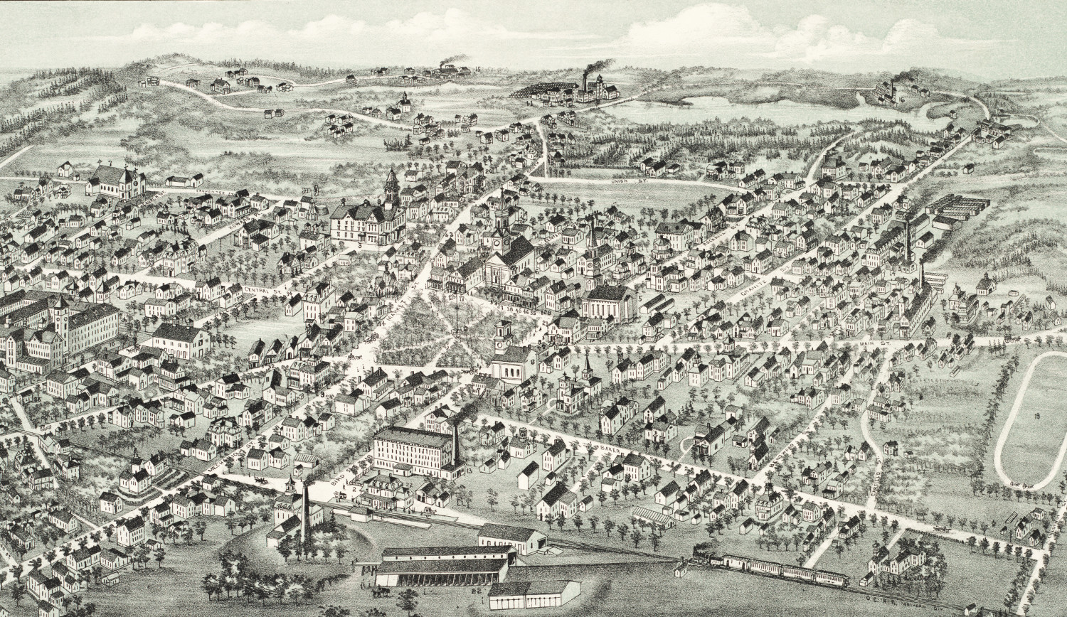 Historic old map of Foxborough, Massachusetts from 1888