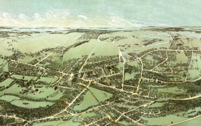 Historic bird’s eye view of Quincy, MA from 1877