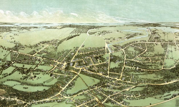 Historic bird’s eye view of Quincy, MA from 1877