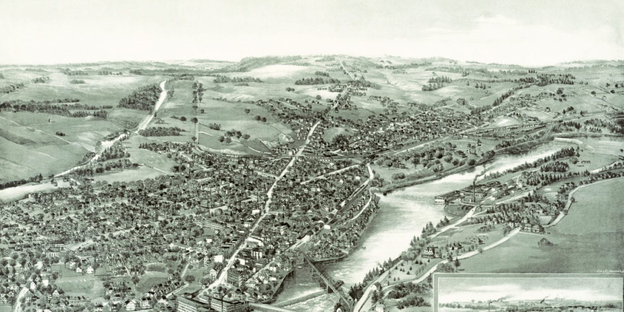 Beautifully restored map of Waterville, Maine from 1895