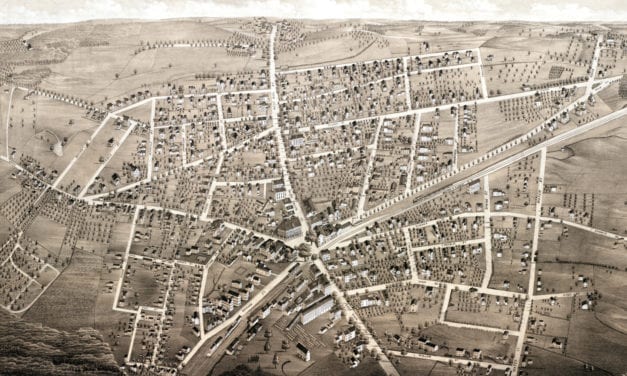 Historic bird’s eye view of Westborough, MA in 1880