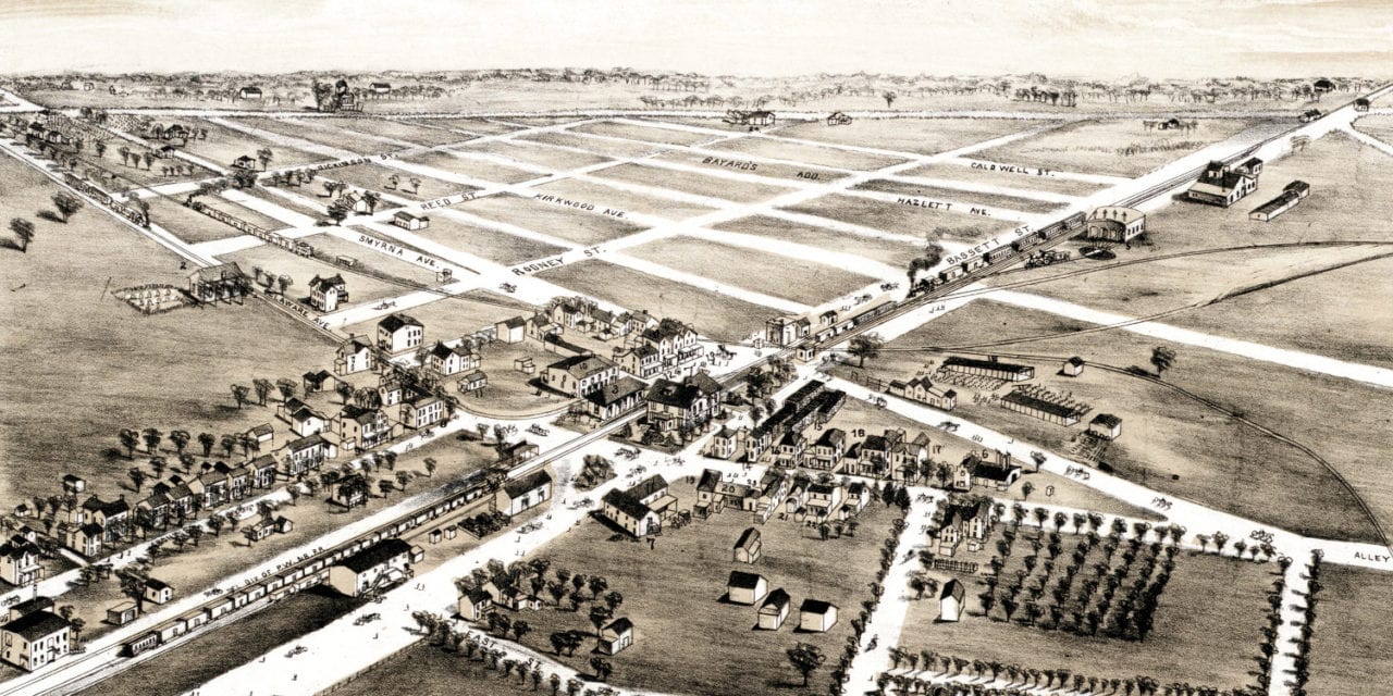 Old map shows bird’s eye view of Clayton, Delaware in 1885