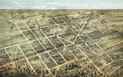 Historic bird’s eye view of Fostoria, Ohio from 1872