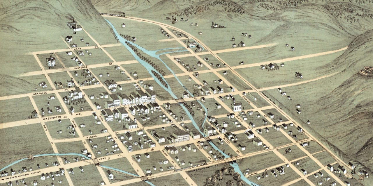 Beautifully restored map of Golden, Colorado from 1873