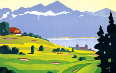 Vintage Golf Lausanne Travel Poster from 1936
