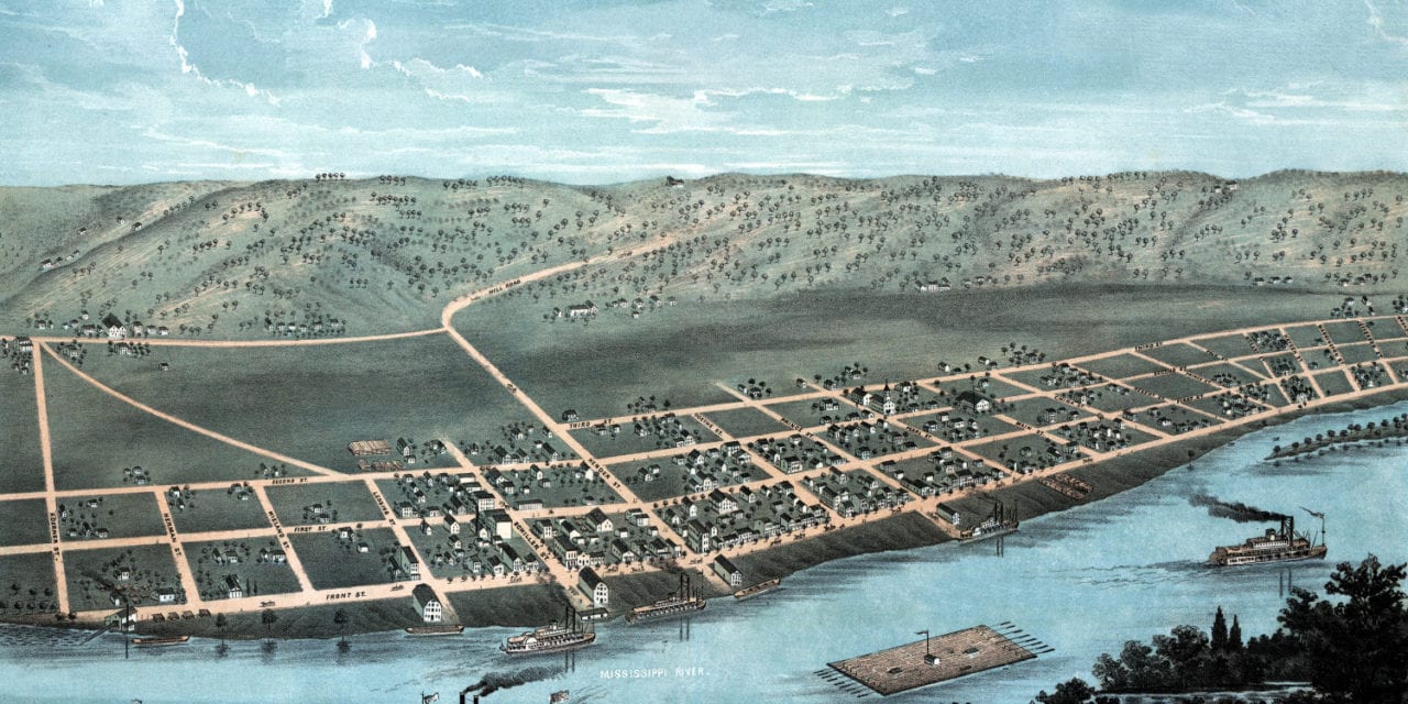 Beautifully restored map of Guttenberg, Iowa from 1869