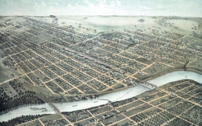 Beautifully restored map of Lawrence, Kansas in 1880