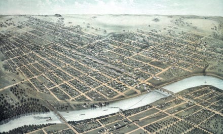 Beautifully restored map of Lawrence, Kansas in 1880
