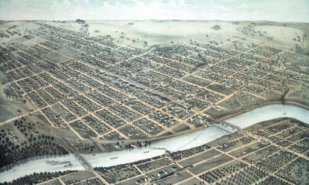 Beautifully restored map of Lawrence, Kansas in 1880