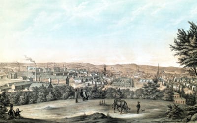 Beautifully restored view of Lawrence, MA from 1854