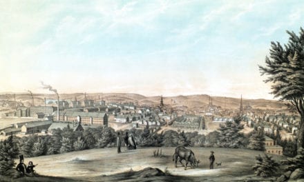 Beautifully restored view of Lawrence, MA from 1854