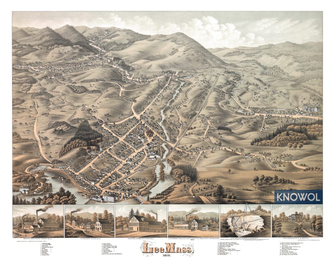 Alternate version of the Historic map of Lee, Massachusetts from 1878