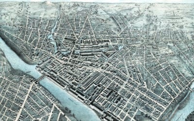 Beautifully restored map of Lowell, Massachusetts from 1876