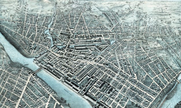 Beautifully restored map of Lowell, Massachusetts from 1876
