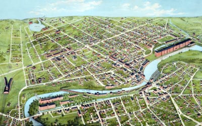 Beautifully restored map of Nashua, New Hampshire from 1875