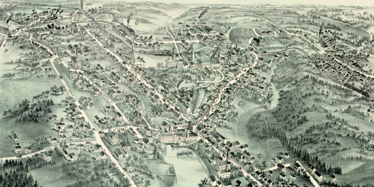 Beautifully restored map of Pascoag, Rhode Island from 1895
