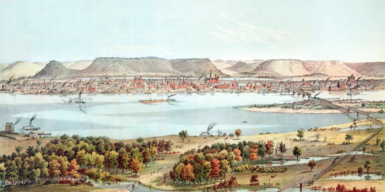 Historic Bird’s Eye View of Winona, Minnesota in 1874