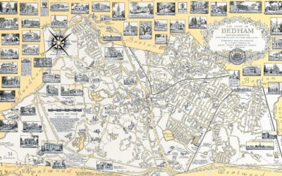 The History of Dedham, MA: beautifully detailed map from 1954