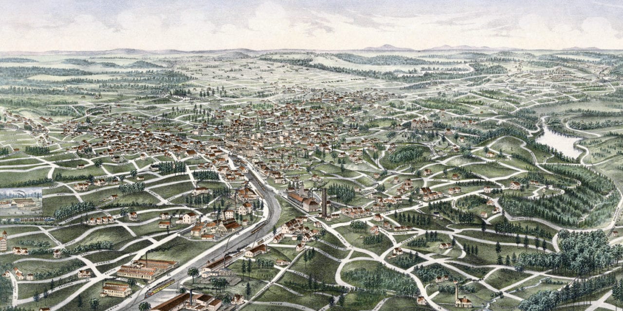 Beautiful bird’s eye view map of Tallapoosa, Georgia from 1892