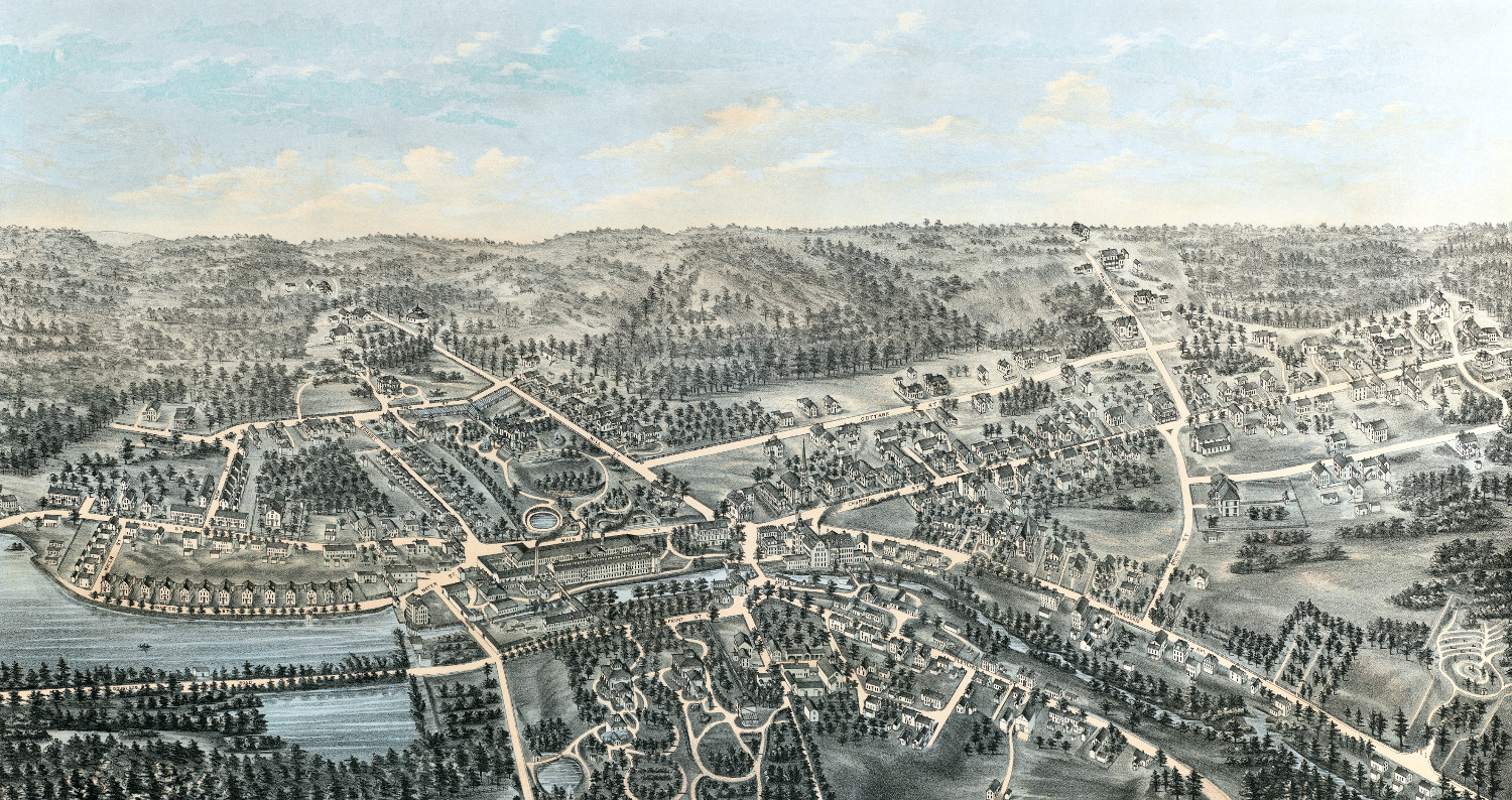 Bird’s Eye View Map of Whitinsville, Massachusetts from 1879