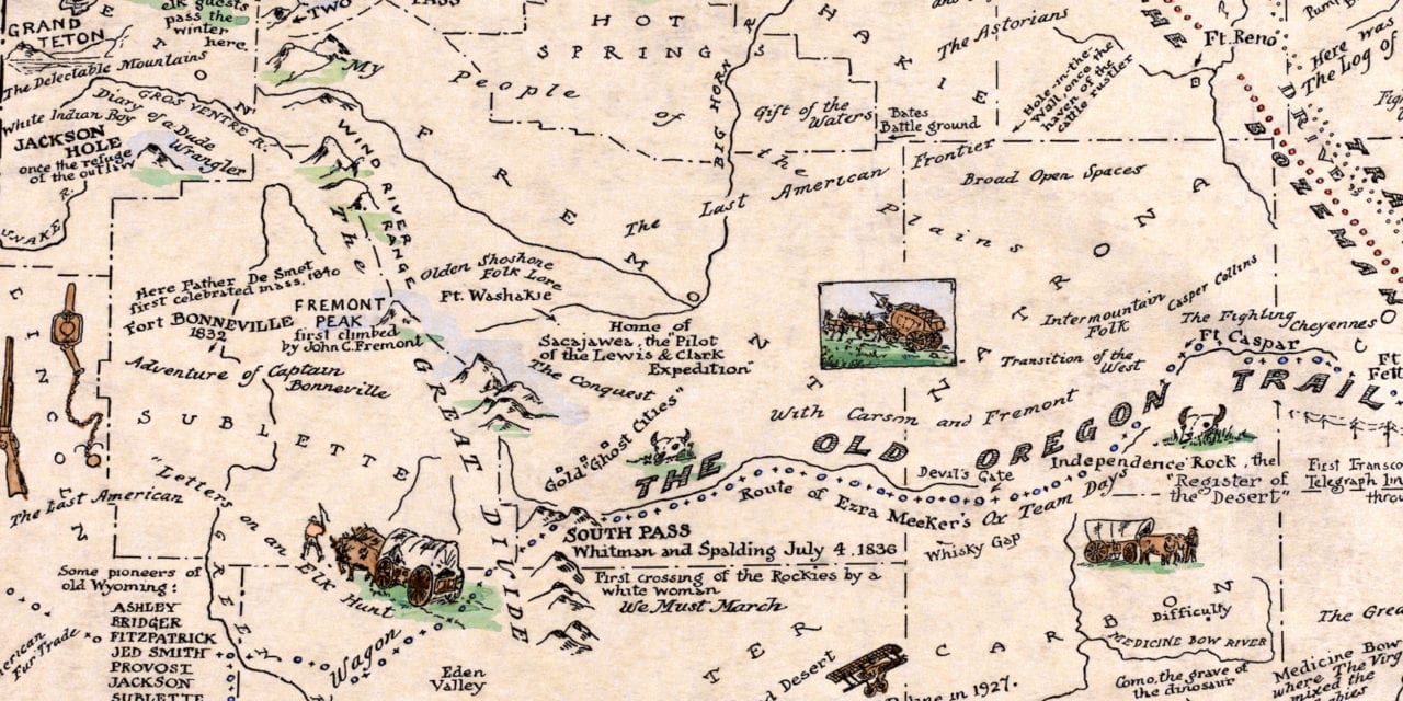 Map of the History and Romance of Wyoming, 1928