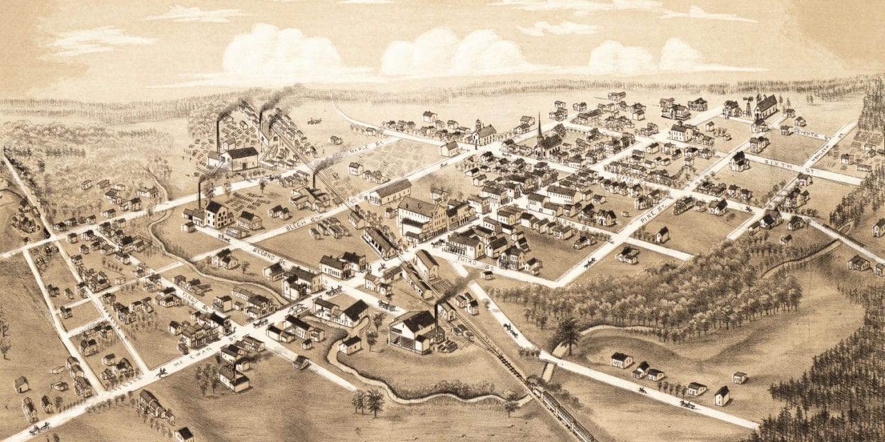 Beautifully detailed map of Clare, Michigan from 1884
