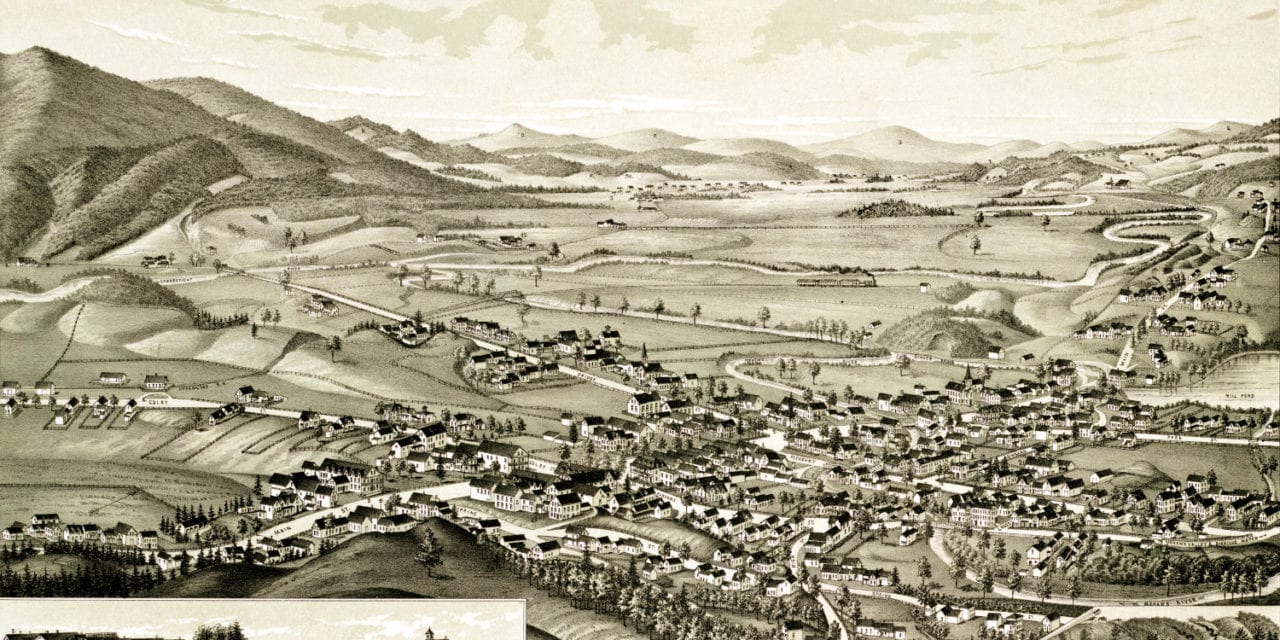 Beautifully detailed map of Colebrook, NH in 1887