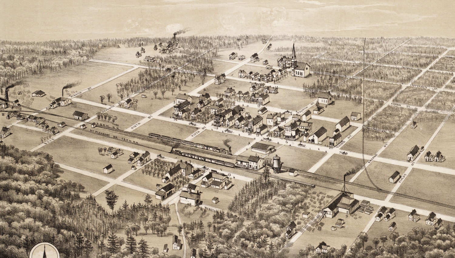 Beautiful old map of Coleman, Michigan from 1884